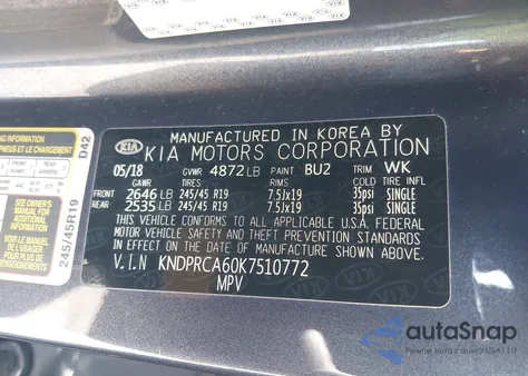 2019 Kia Sportage Sx Turbo z USA, uszkodzony, nr VIN KNDPRCA60K7510772